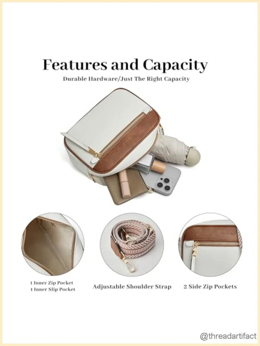 Small Crossbody Bag for Women Triple Pockets Vegan Leather Shoulder Camera Purse